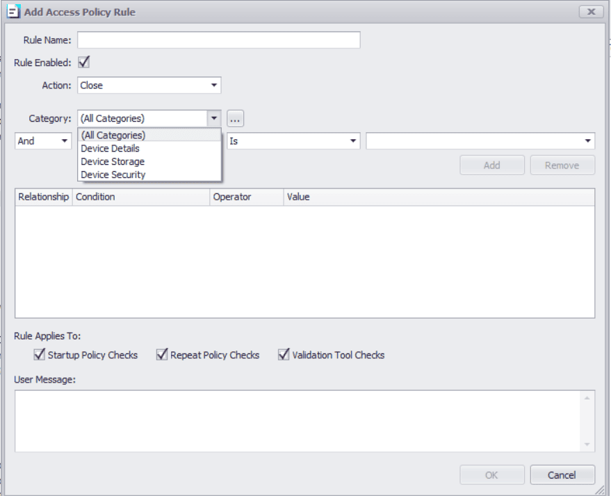 access policy rules allow detailed hardware checks to be performed on connecting endpoints