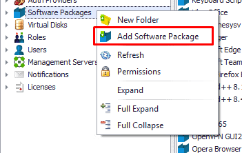 A screenshot showing the addition of new software packages to the endpoint deployment