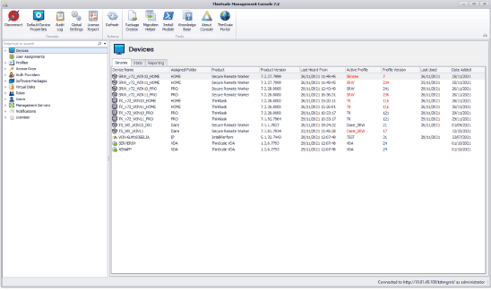 A screenshot of Device Inventory solution with ThinScale's unified endpoint manangement platform